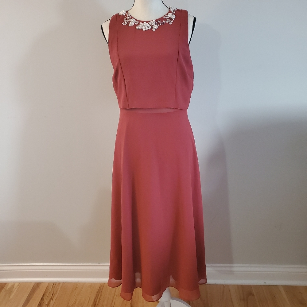 Asos look like two piece midi embroidery dress size 10